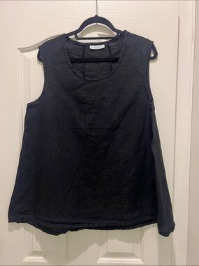 bryn Walker Black Linen Tank Top